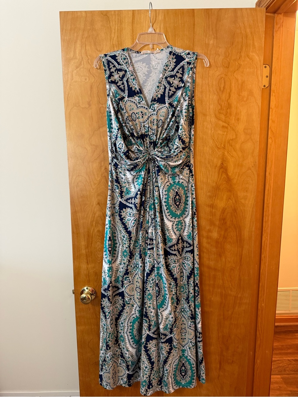 Soft Surroundings Medici Maxi Dress Teal Paisley Sleeveless Petite Medium PM MP